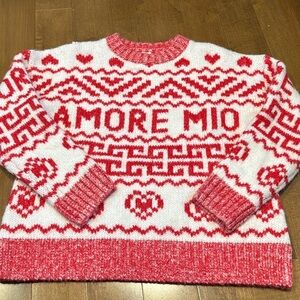 Amore Mio Red and White Sweater
